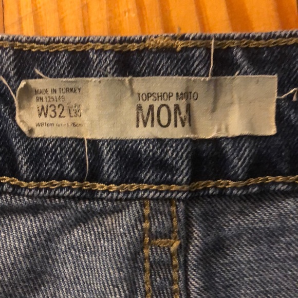 Dark Blue Topshop Mom Jeans with Navy Detailing - Picture 4 of 5